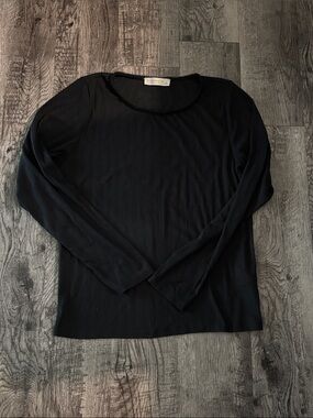 Abercrombie & Fitch Ribbed Scoop Neck Pajama Top - Black. - Size Large